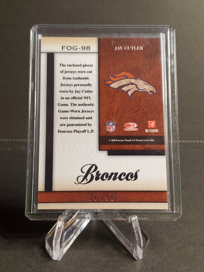 Jay Cutler 2008 Leaf Certified Game Used Jersey #FOG-98 : /50