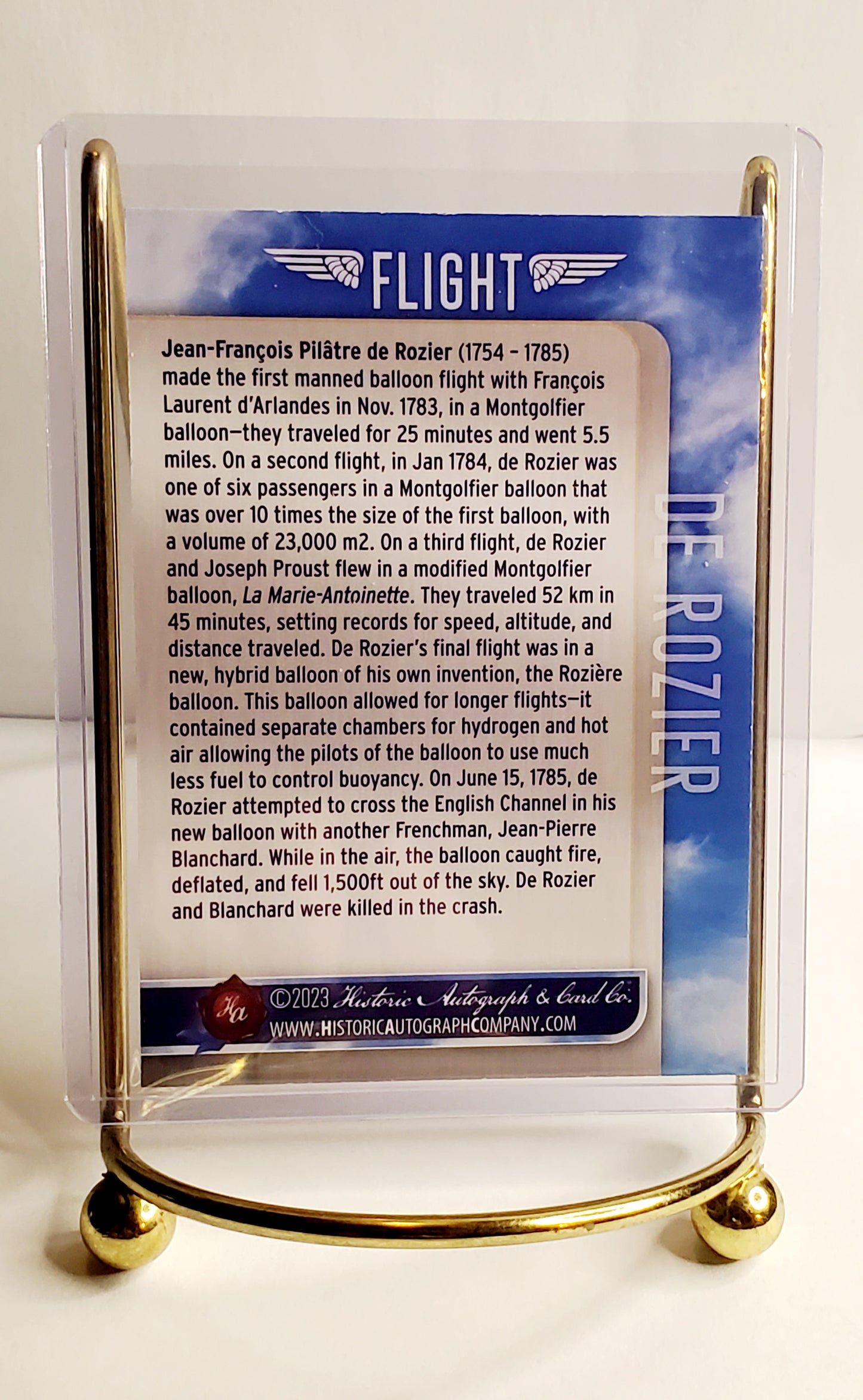 Jean-Francois Pilatre de Rozier - Flight Historic Autograph Parallel Insert #'d /600