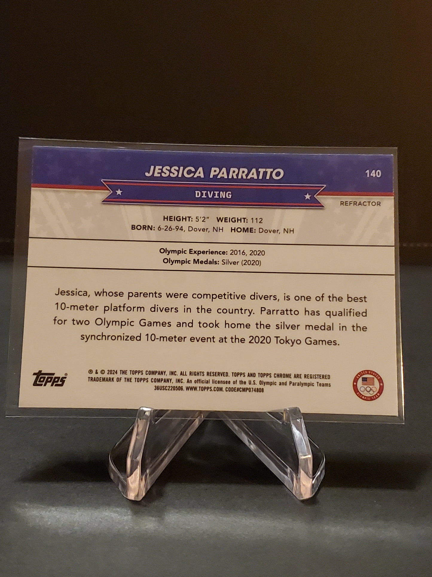 Jessica Parratto 2024 Topps Chrome US Olympic and Paraolympic Hopefuls Refractor #140