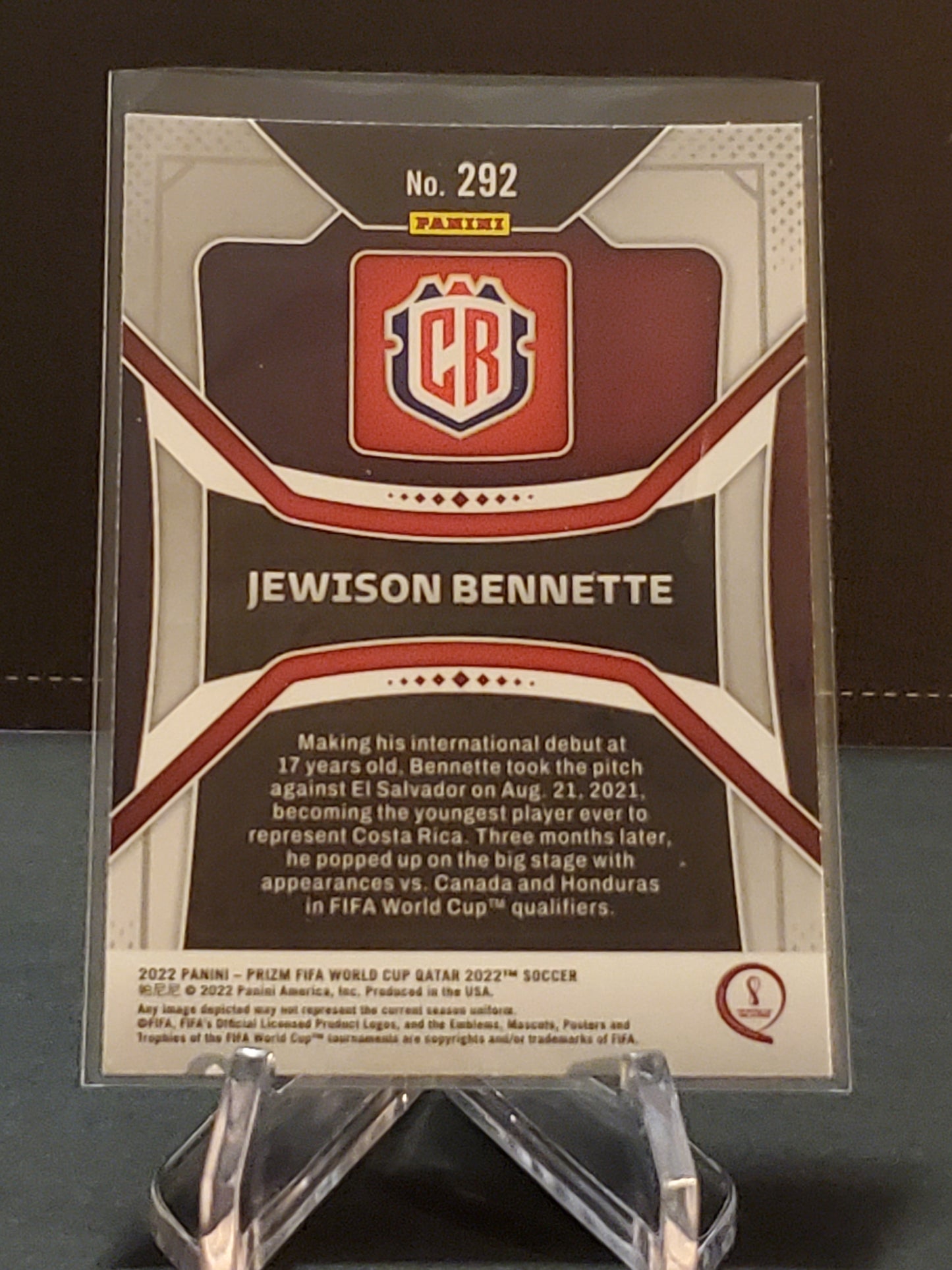 Jewison Bennette 2022 Panini Prizm World Cup Qatar RC #292