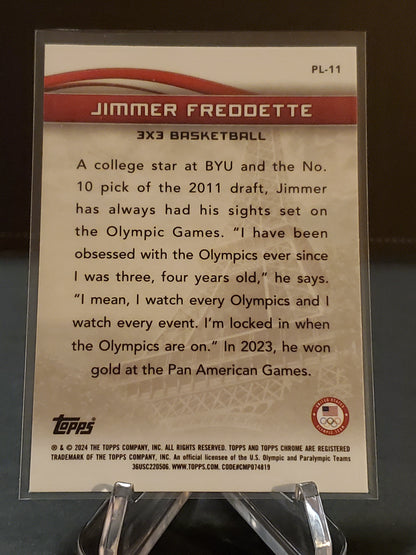 Jimmer Freddette 2024 Topps Chrome US Olympic and Paraolympic Hopefuls To Paris With Love #PL-11