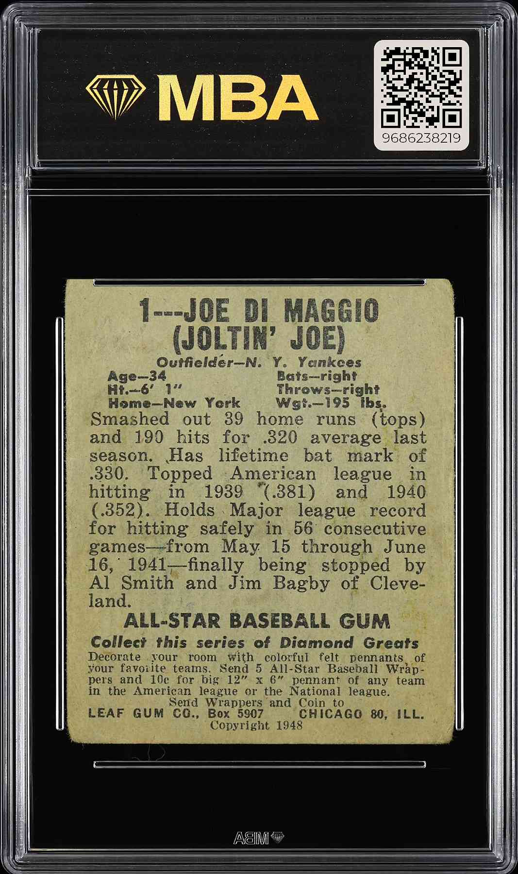 1948 Leaf #1 Joe DiMaggio MBA 2