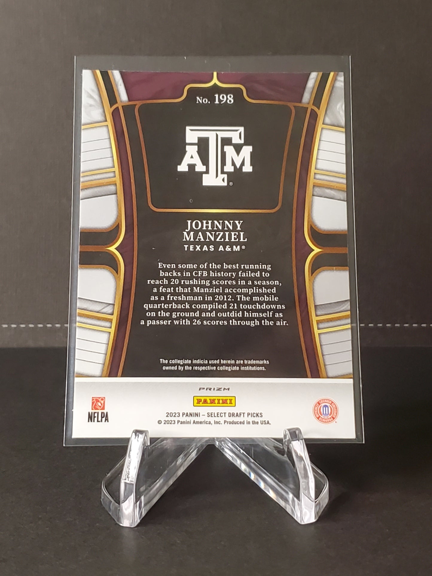 Johnny Manziel 2023 Panini Select Draft Picks Red Lazer Prizm #198