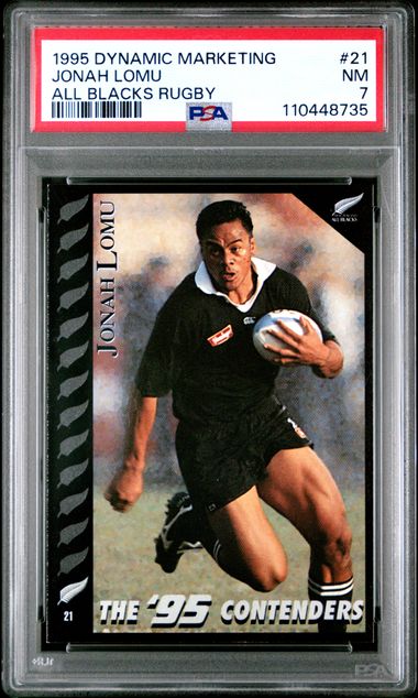 JONAH LOMU - 1995 DYNAMIC MARKETING ALL BLACKS RUGBY #21 PSA 7