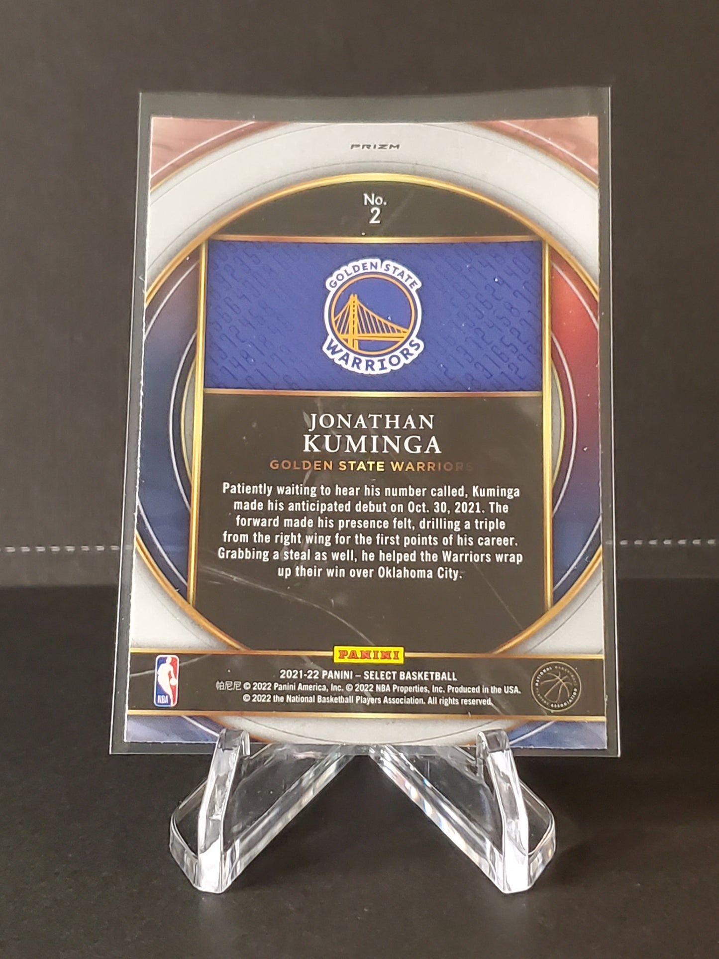 Jonathan Kuminga 2021 - 2022 Panini Select Basketball Numbers Prizm #2