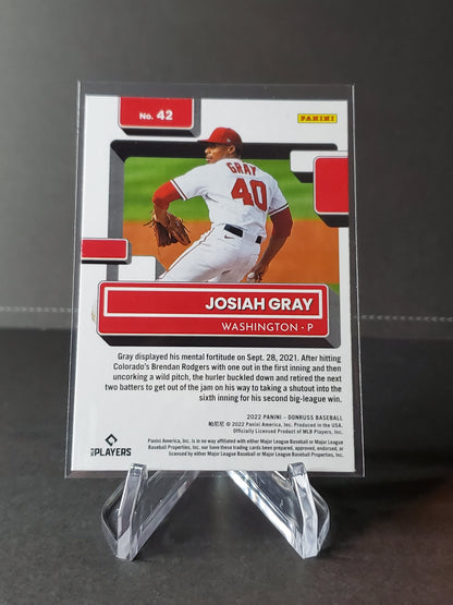 Josiah Gray 2022 Panini Donruss Baseball Rated Rookie #42