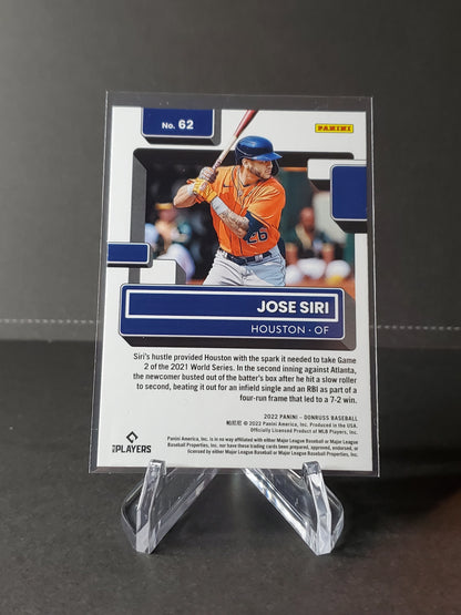 Jose Siri 2022 Panini Donruss Baseball Rated Rookie Holo Orange #62