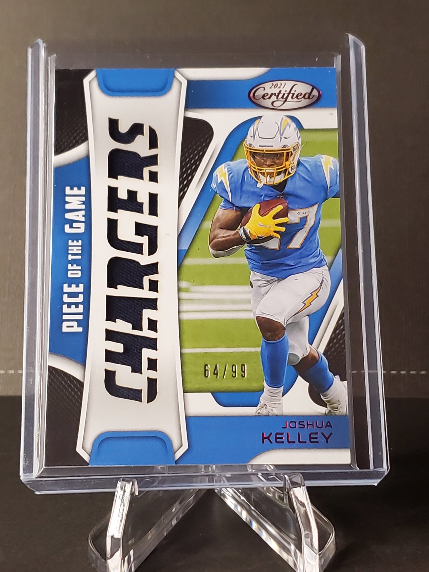 Joshua Kelley 2021 Panini Certified Piece of the Game - Authentic Memorabilia Patch #POG-JK, /99