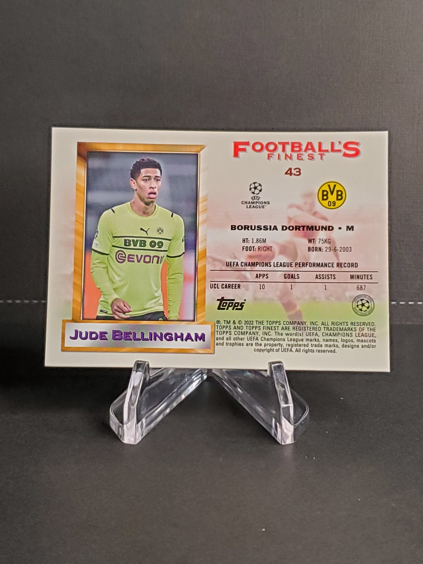 Jude Bellingham 2021-2022 Topps Finest Flashbacks UEFA Soccer #43