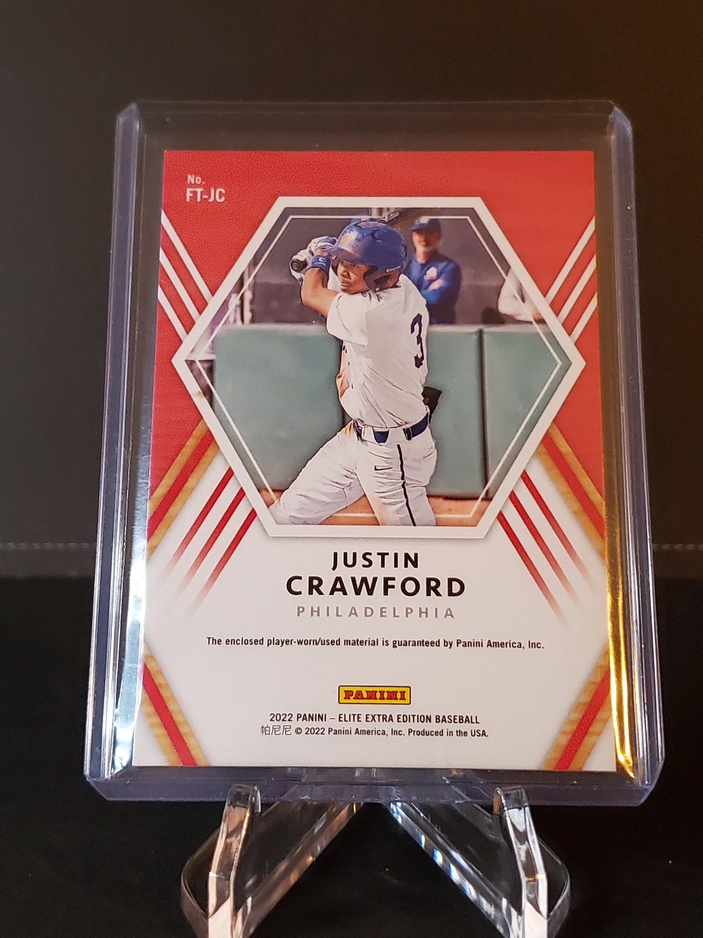 Justin Crawford 2022 Elite Extra Edition Future Threads Prospect Patch Relic RC #FT-JC