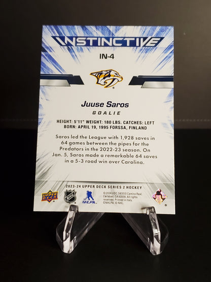 Juuse Saros 2023/24 Upper Deck Series 2 Instinctive #IN-4