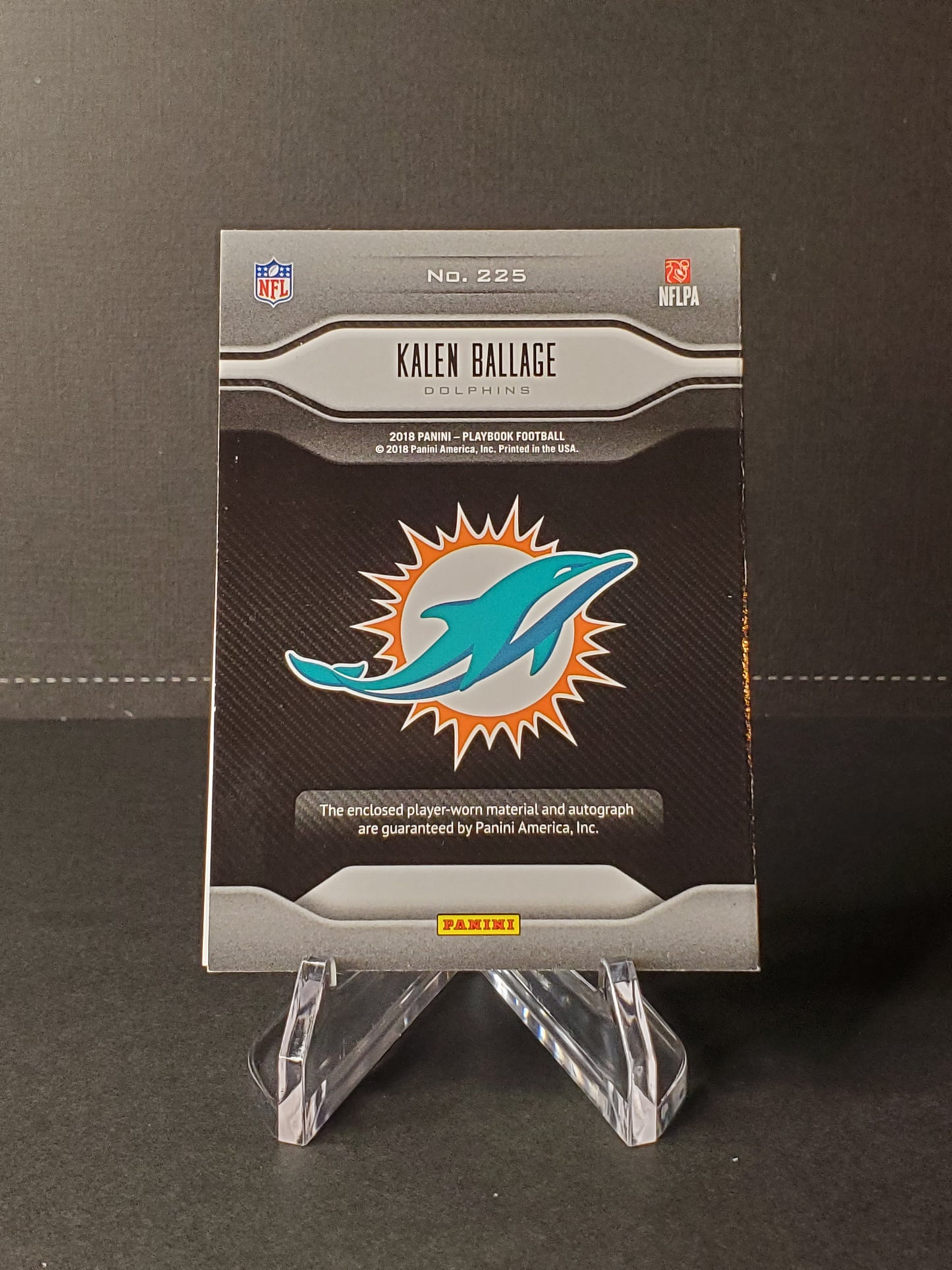 Kalen Ballage 2018 Panini Playbook Booklet RPA RC Jersey Patch AUTO 024/125 #225
