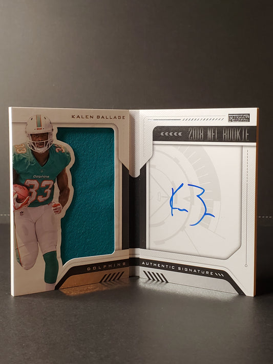 Kalen Ballage 2018 Panini Playbook Booklet RPA RC Jersey Patch AUTO 024/125 #225