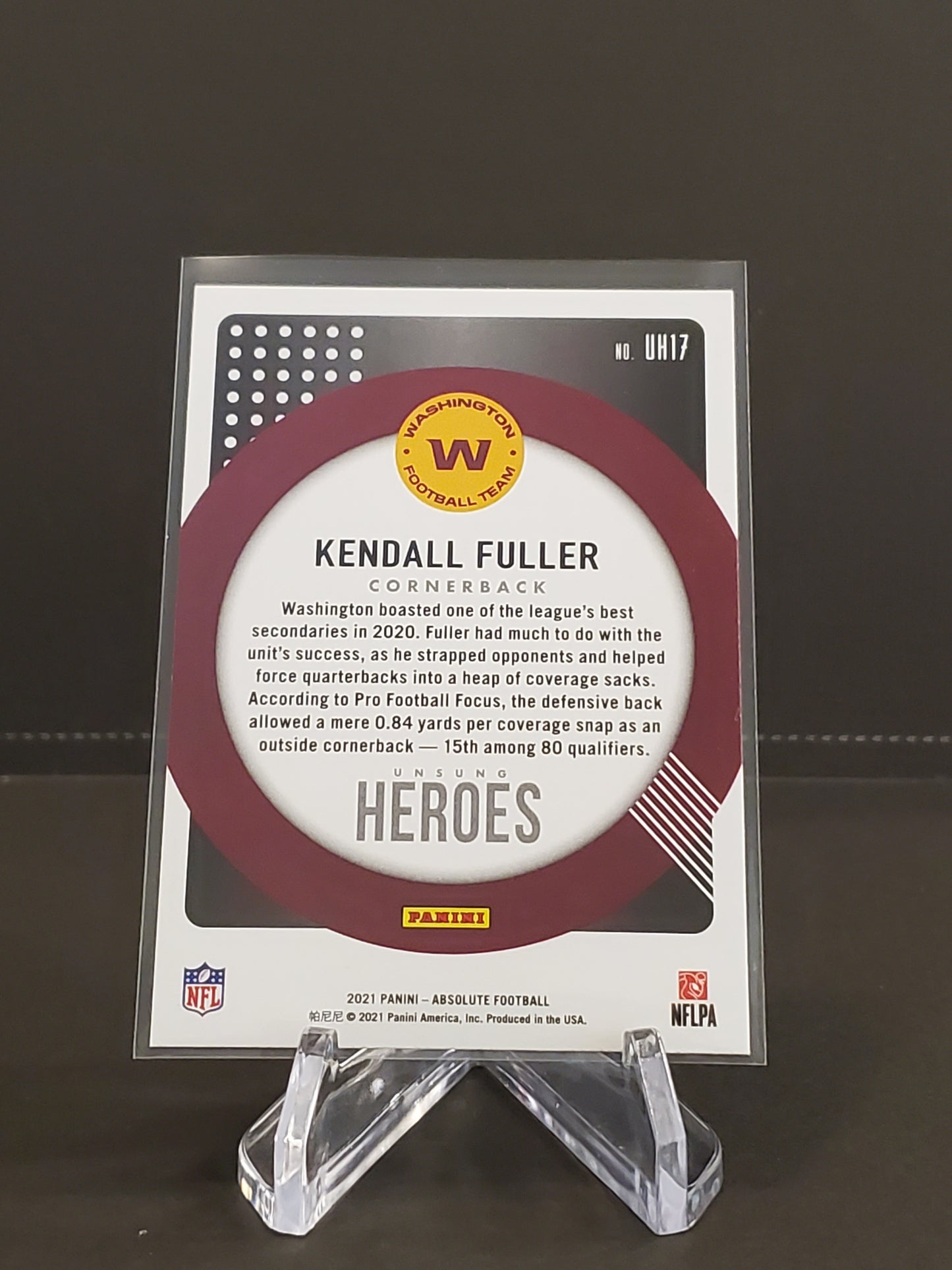 Kendall Fuller 2021 Panini Absolute Unsung Heroes RC #UH17