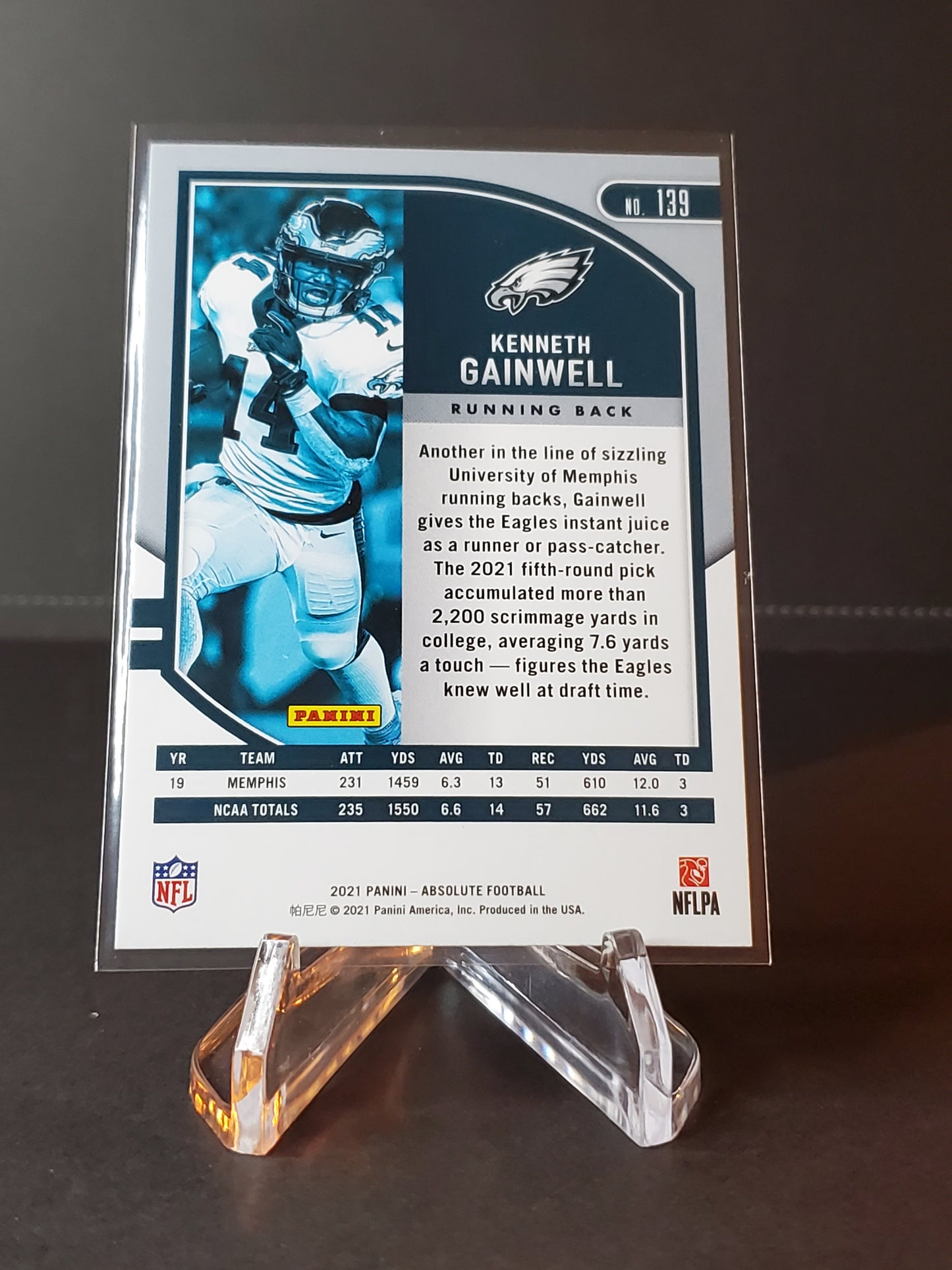 Kenneth Gainwell 2021 Panini Absolute RC #139