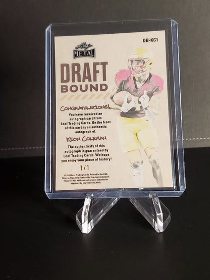 Keon Coleman 2024 Leaf Metal Football Draft Bound AUTO 1/1  #DB-KC1