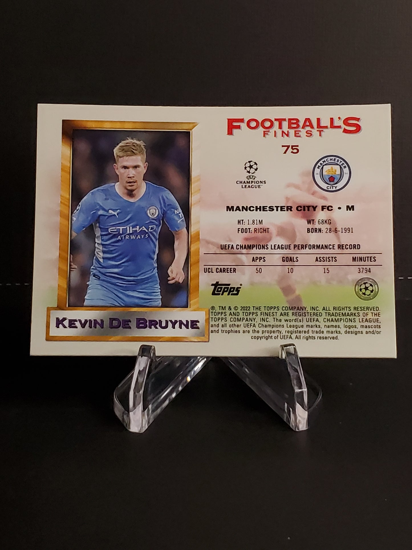 Kevin De Bruyne 2021-2022 Topps Finest Flashbacks UEFA Soccer #75