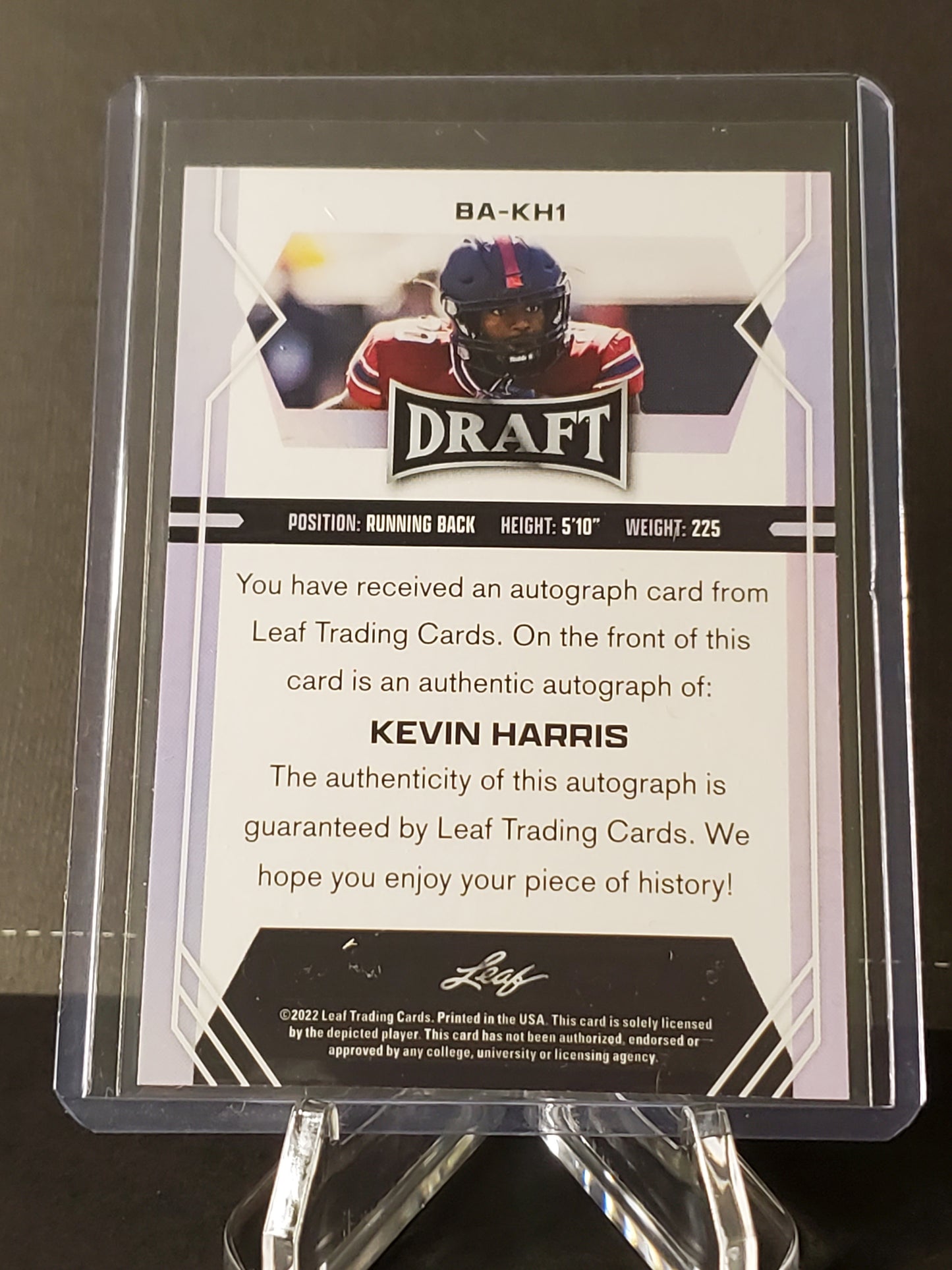 Kevin Harris 2022 Leaf Draft AUTO XRC #BA-KH1