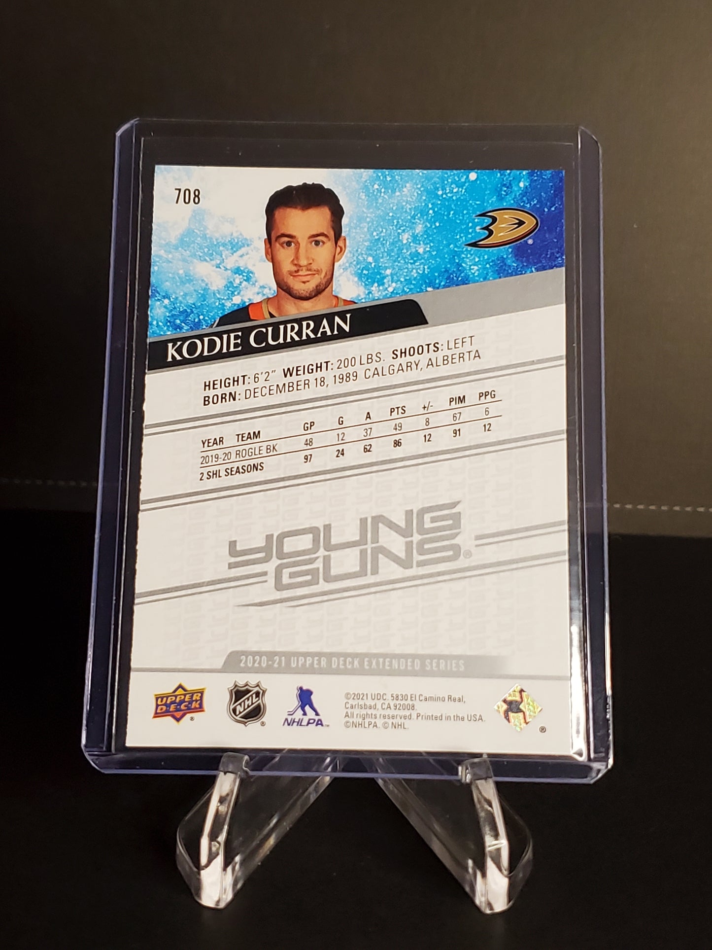 Kodie Curran 2020-21 Upper Deck Extended Series Young Guns #708