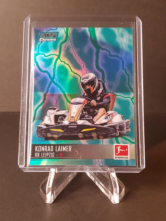 Konrad Laimer 2021-2022 Topps Stadium Club Chrome Aqua Green Electric Charge Refractor #61: /175