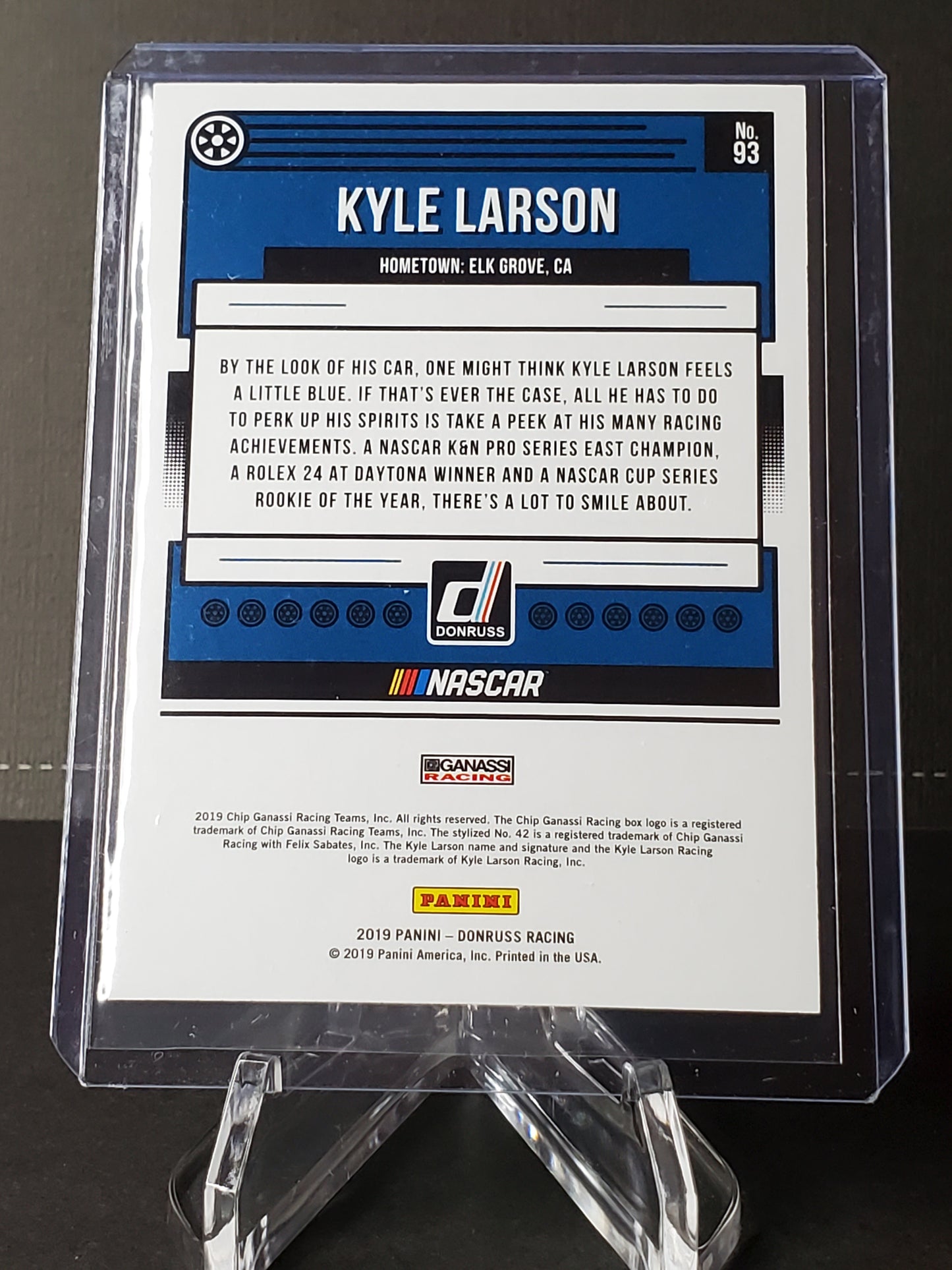 Kyle Larson 2019 Panini - Donruss Racing Yellow #93: /299