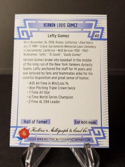 Lefty Gomez 2024 Historic Autographs All Time Greats Tier 1 /1600  #40