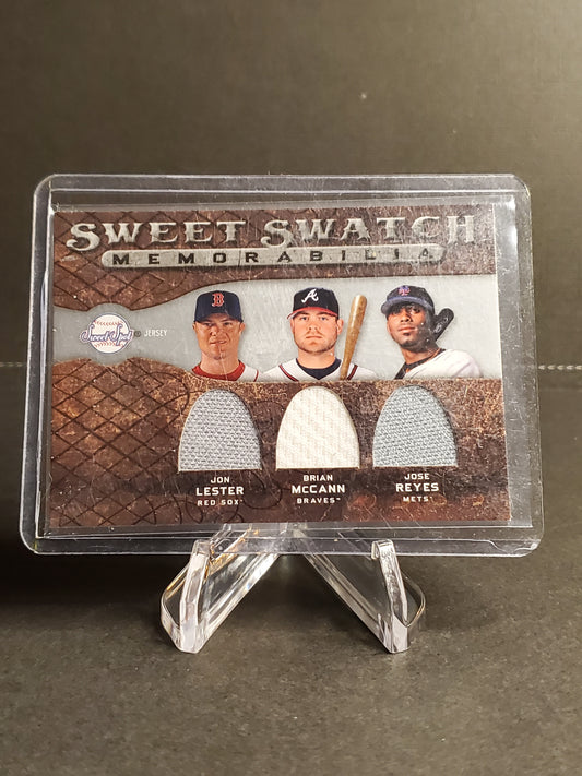 Jon Lester Brian McCann Jose Reyes - 2009 Sweet Spot Triple Patch #TS-LMR