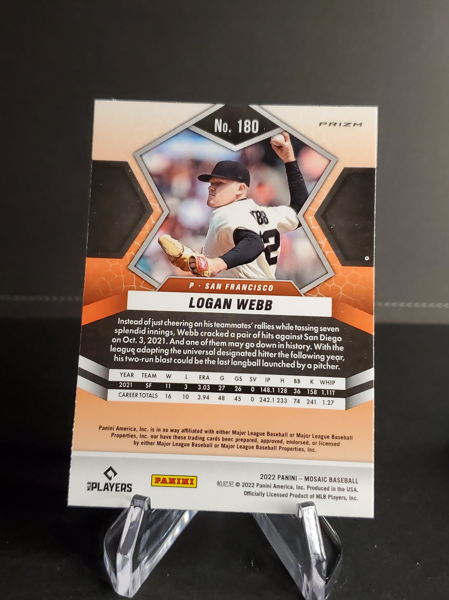 Logan Webb 2022 Panini Mosaic Prizm #180