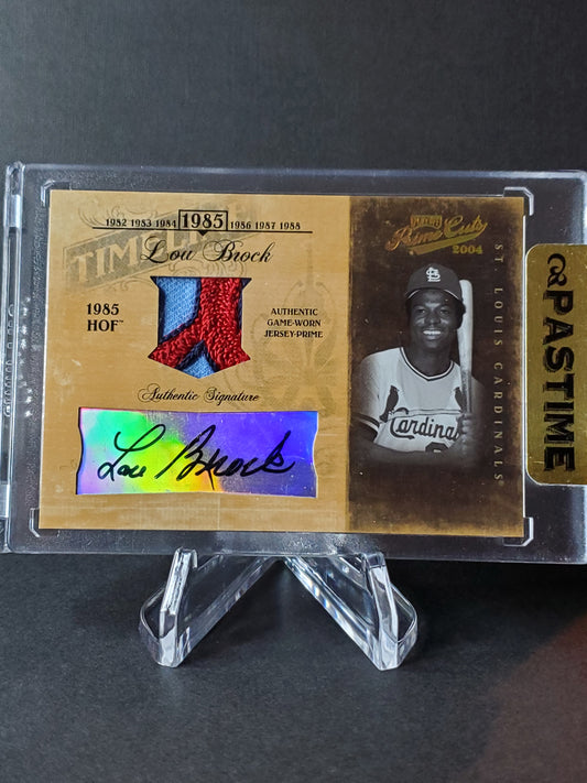 Lou Brock 2004 Playoff Prime Cuts Authentic Signature/Game Worn Jersey Patch #TL-58: /5
