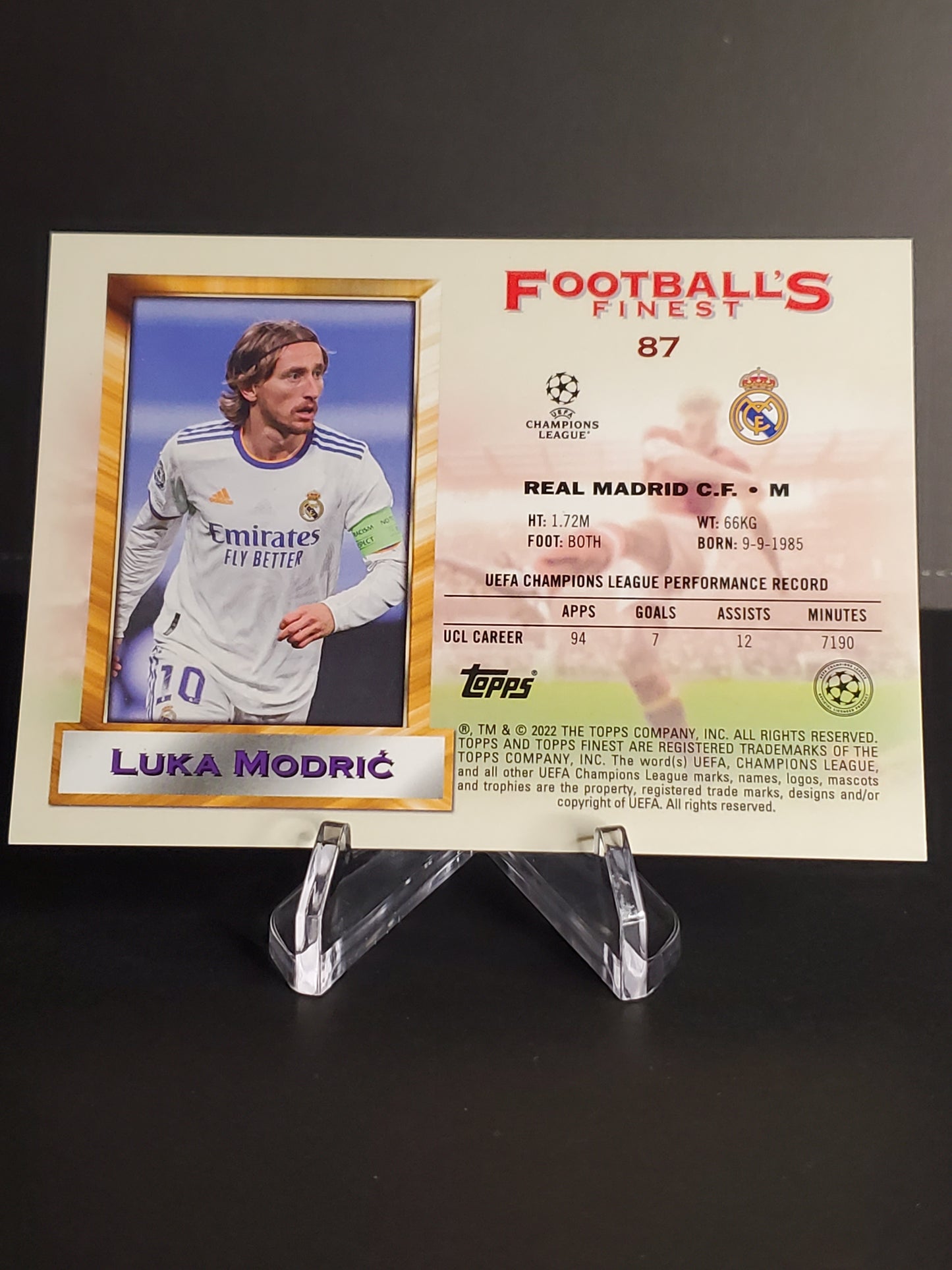 Luka Modric 2021-22 Topps Finest Flashbacks UEFA Jumbo Box Topper Refractor #87