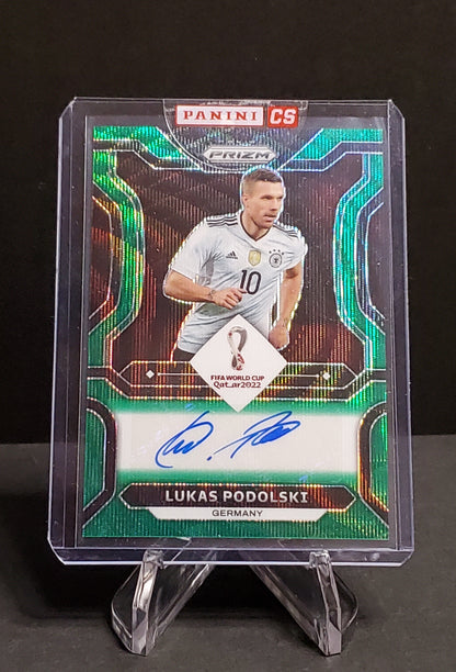 Lukas Podolski 2022 Panini Prizm FIFA World Cup Qatar Green Prizm AUTO  #S-LPO