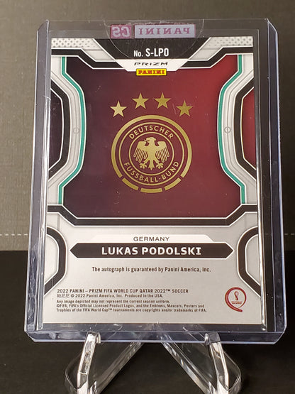 Lukas Podolski 2022 Panini Prizm FIFA World Cup Qatar Green Prizm AUTO  #S-LPO