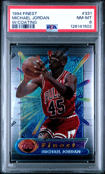 Share 1994 Finest Basketball #331 Michael Jordan w/ Coating HOF PSA 8 NM/MT