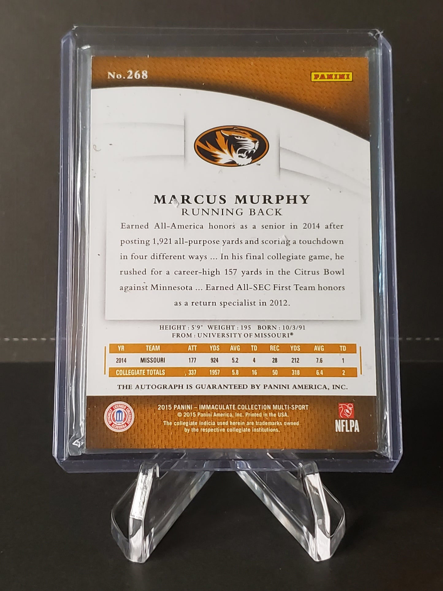 Marcus Murphy 2015 Panini Immaculate Collection RC AUTO /99 #268