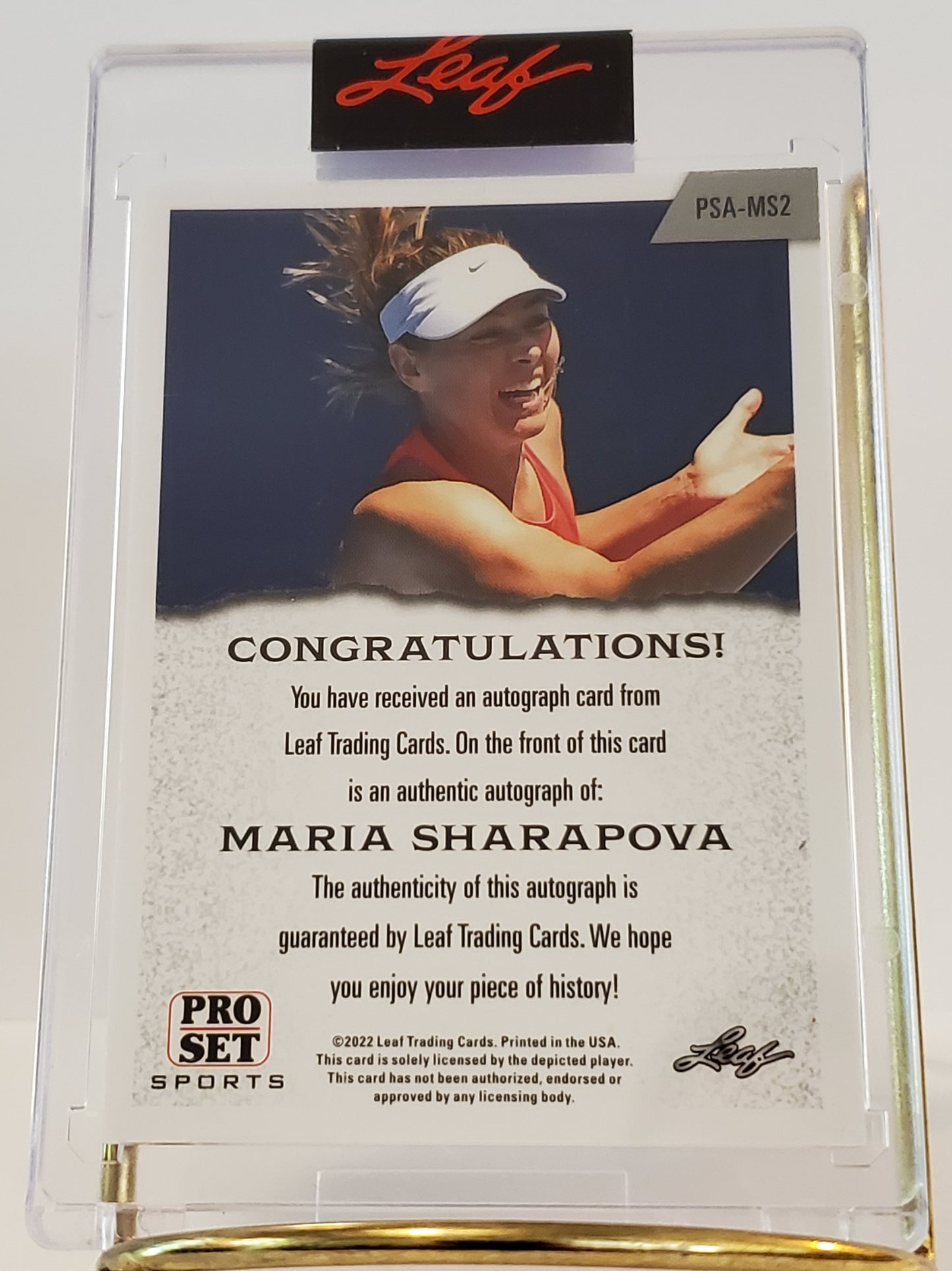 Maria Sharapova - 2022 Leaf Pro Set Autograph Auto #PSA-MS2