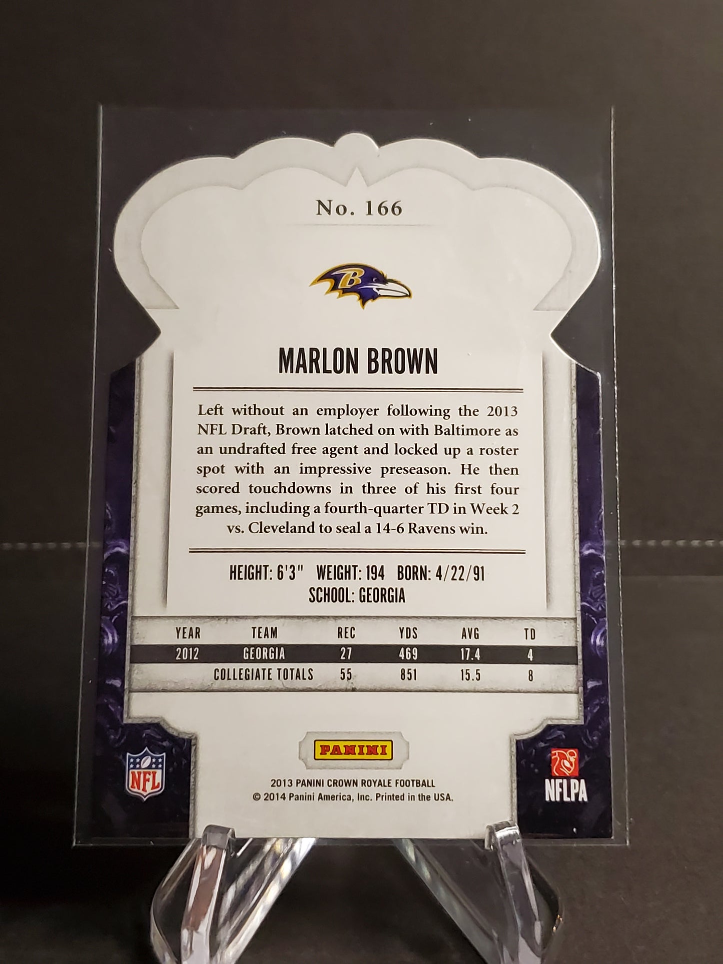 Marlon Brown 2013 Panini Crown Royale Football RC #166