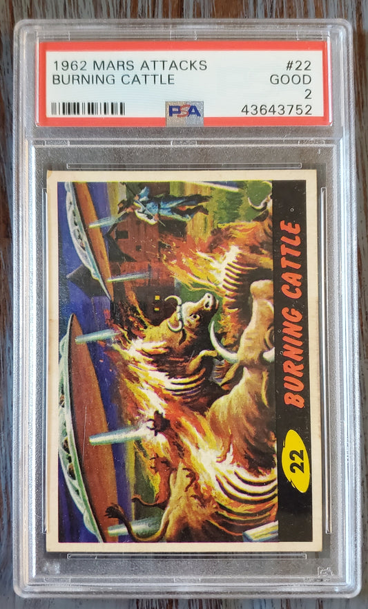 1962 MARS ATTACKS #22 BURNING CATTLE PSA 2