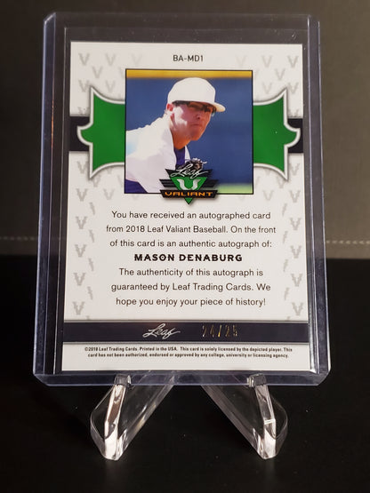 Mason Denaburg 2018 Leaf Valiant Navy AUTO 24/25 #BA-MD1