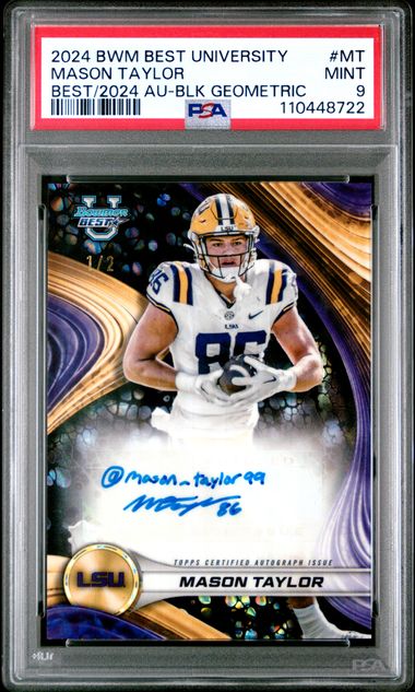 2024 BOWMAN BEST U - MASON TAYLOR - AUTO #MT Inscription /2 (PSA 9) Pop 1