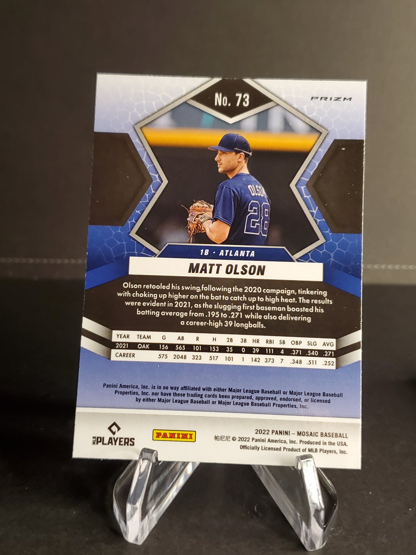Matt Olson 2022 Panini Mosaic Orange Prizm #73