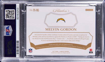 2017 Panini Flawless Melvin Gordon Symbols Nike Jumbo Patch 1/1 PSA 9 #FN-MG