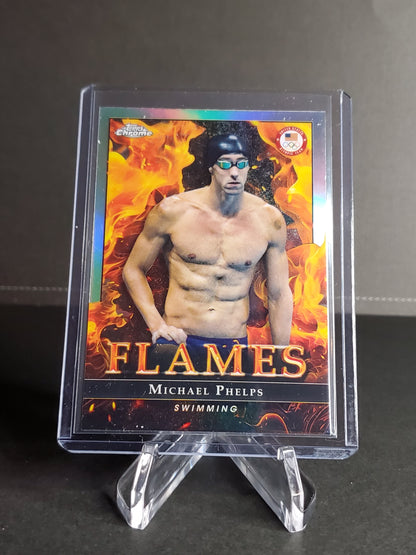 Michael Phelps 2024 Topps Chrome US Olympic and Paraolympic Hopefuls Flames #F-9