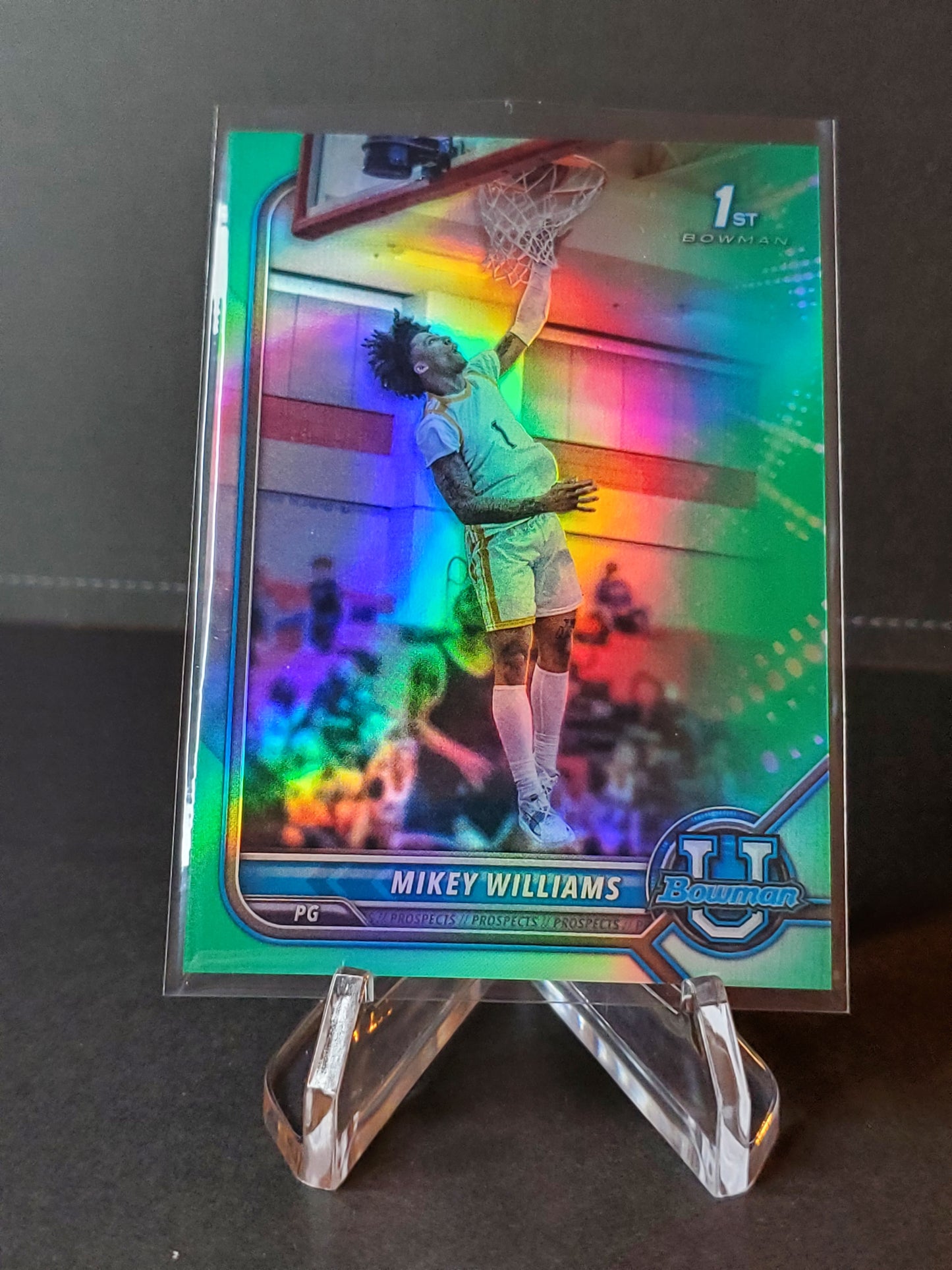 Mikey Williams 2021-22 Bowman University Chrome Aqua Refractor /250 #1