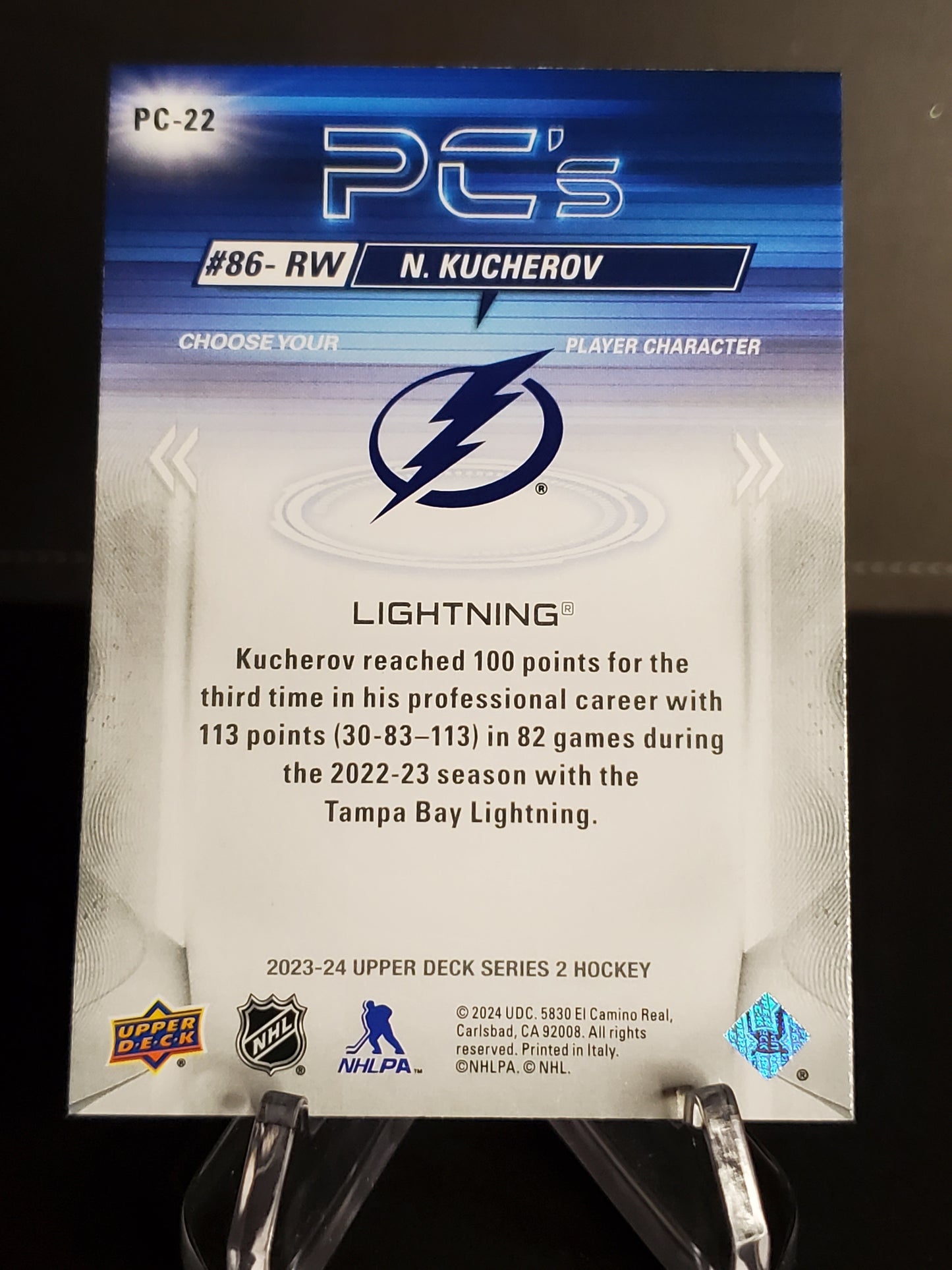 N. Kucherov 2023/24 Upper Deck Series 2 PC's Sparkle #PC-22