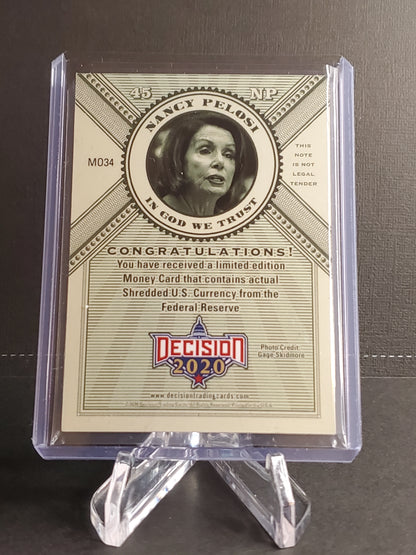 Nancy Pelosi 2020 Leaf Decision Silver Foil Money Card #MO34