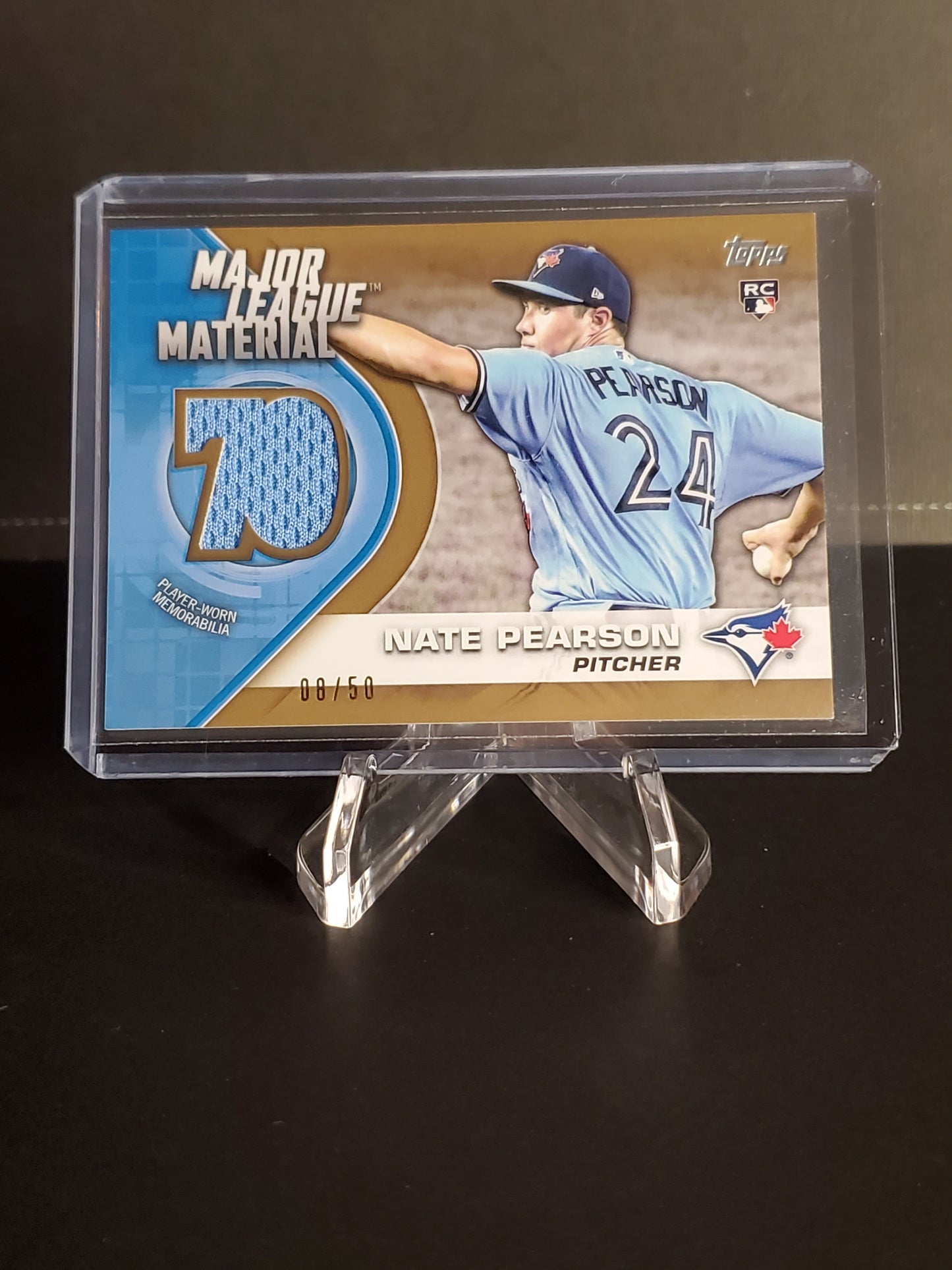 Nate Pearson 2021 Topps Major League Material Relic Gold Jersey RC 08/50 #MLM-NP
