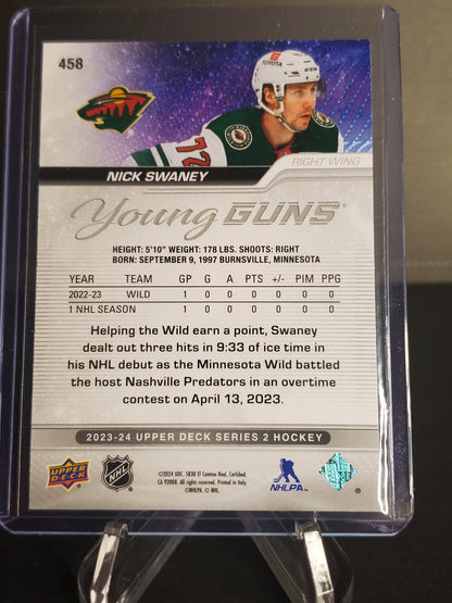 Nick Swaney 2023/24 Upper Deck Series 2 Hockey Exclusives Young Guns /100 #458