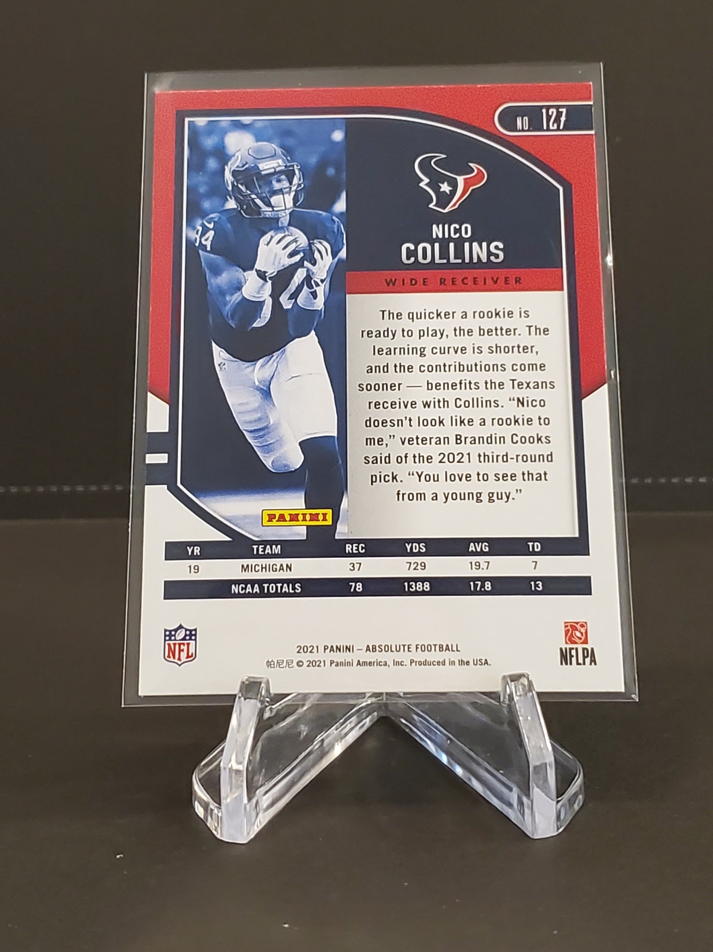 Nico Collins 2021 Panini Absolute RC #127