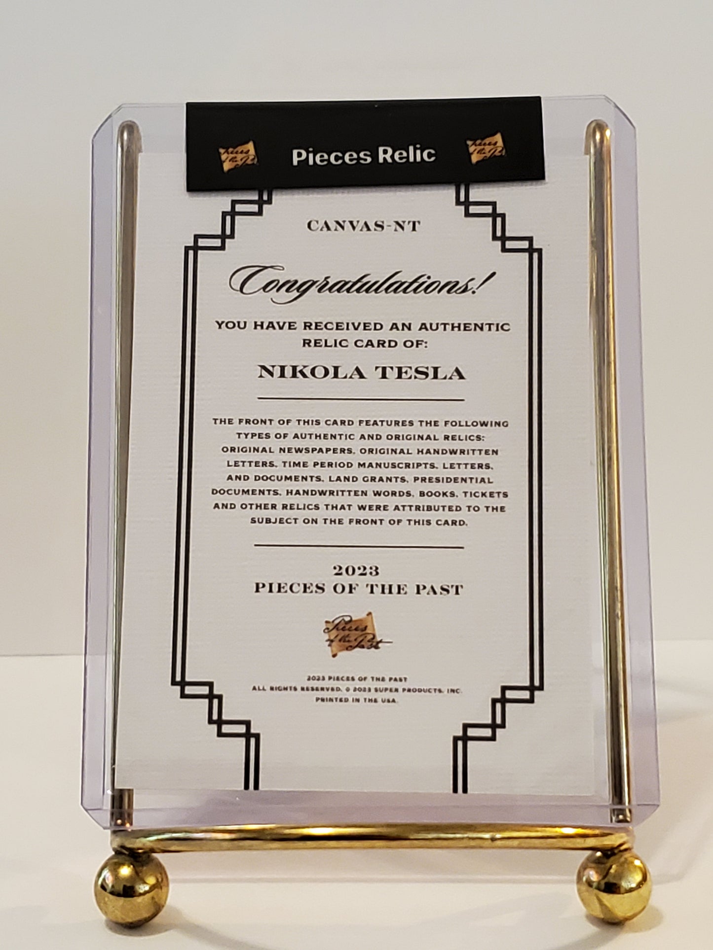 Nikola Tesla 2023 Pieces of the Past: 7 Years Edition Authentic Relic