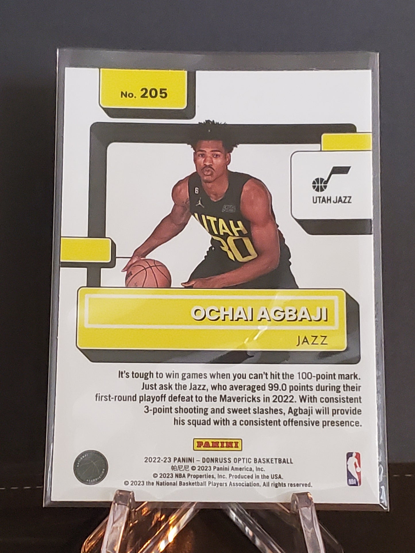 Ochai Agbaji 2022 Panini Optic Rated Rookie RC #205